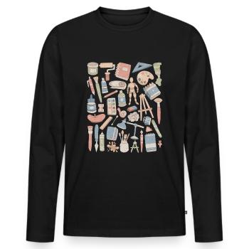 Art et créativité - T-shirt manches longues Premium bio Homme - noir - Devant - Nico (187cm)