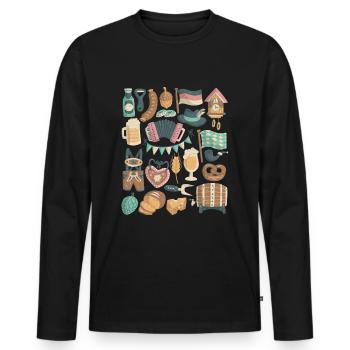 Bierfest im Oktober - München, Bayern, Deutschland - Männer Premium Bio Langarmshirt - Schwarz - Vorne - Nico (187cm)