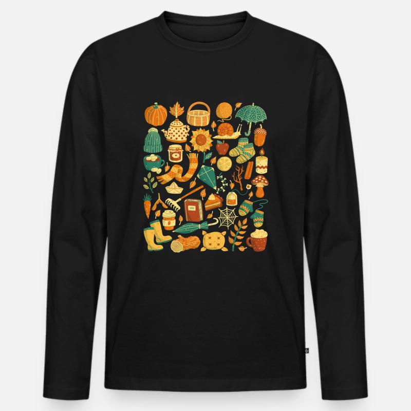Herbst - Männer Premium Bio Langarmshirt - Schwarz