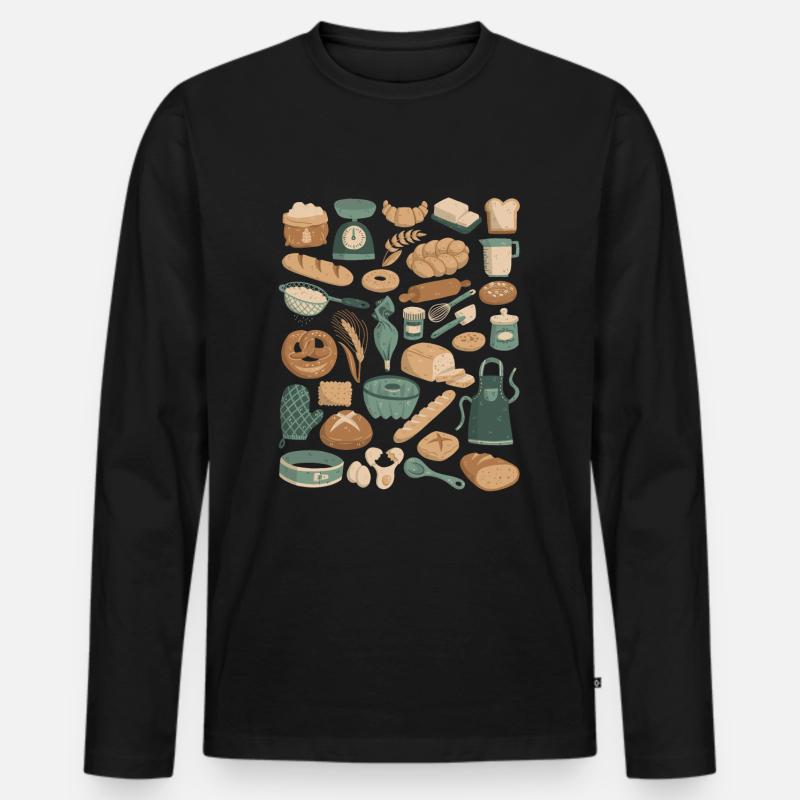 Backen & Bäckerei Doodles - Männer Premium Bio Langarmshirt - Schwarz