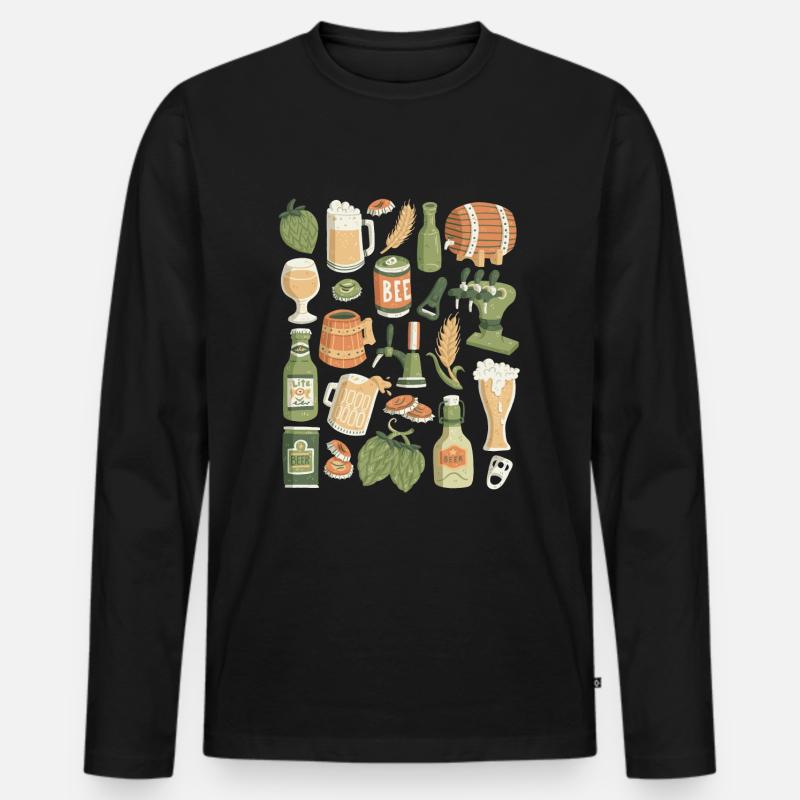 Bier - Männer Premium Bio Langarmshirt - Schwarz