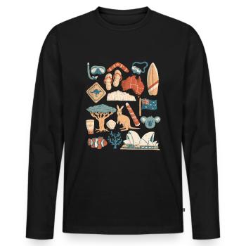 Australien - Männer Premium Bio Langarmshirt - Schwarz - Vorne - Nico (187cm)
