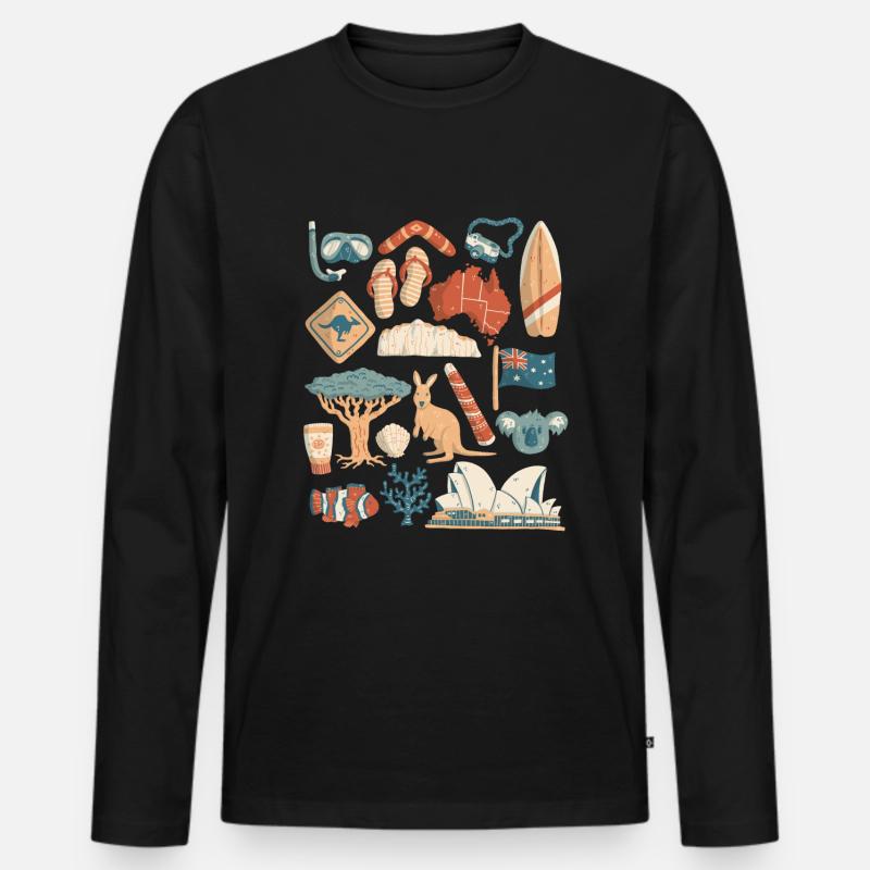 Australien - Männer Premium Bio Langarmshirt - Schwarz