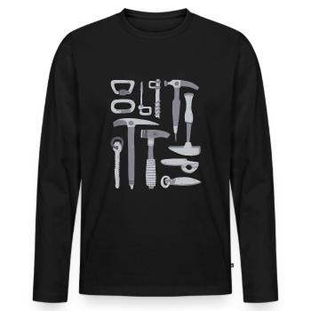 Matériel d’alpinisme - T-shirt manches longues Premium bio Homme - noir - Devant - Nico (187cm)