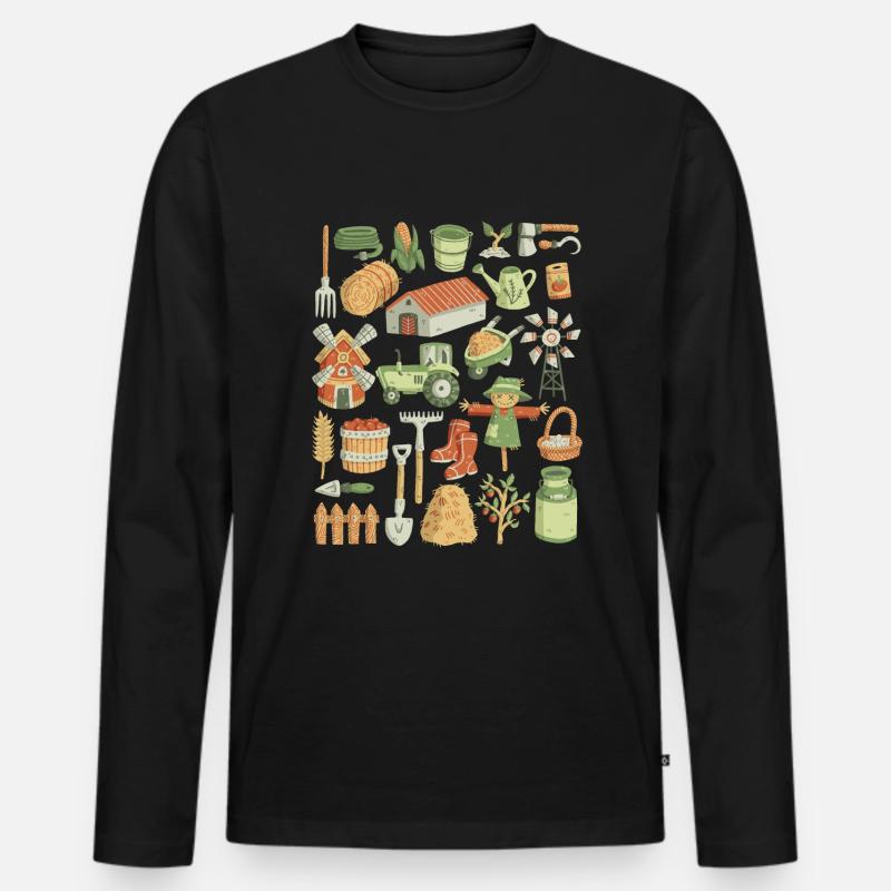 Bauernhof - Männer Premium Bio Langarmshirt - Schwarz