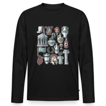 Grèce - T-shirt manches longues Premium bio Homme - noir - Devant - Nico (187cm)