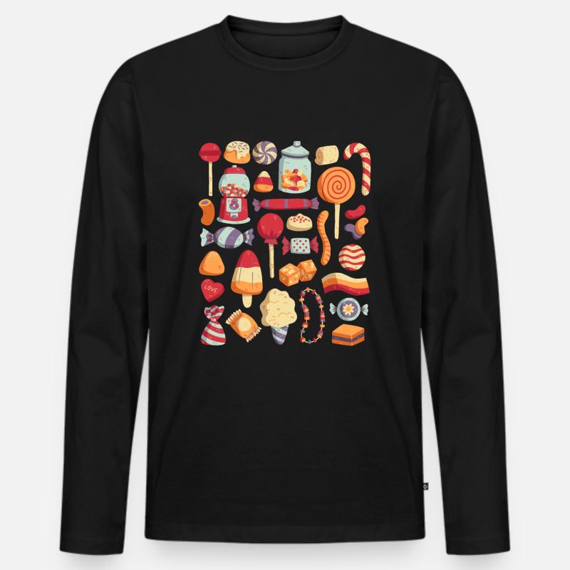 Süßigkeiten - Männer Premium Bio Langarmshirt - Schwarz
