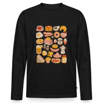 Breakfast & Brunch - Men's Premium Organic Long Sleeve Shirt - black - Front - Nico (187cm)
