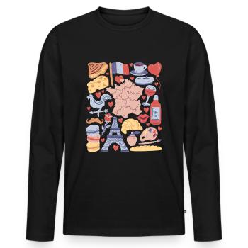 Frankreich Paris Europa Eiffelturm Liebe - Männer Premium Bio Langarmshirt - Schwarz - Vorne - Nico (187cm)