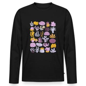 Coral Doodle Récif corallien Récif d’eau de mer - T-shirt manches longues Premium bio Homme - noir - Devant - Nico (187cm)