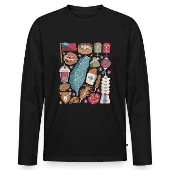 Taiwan - Men's Premium Organic Long Sleeve Shirt - black - Front - Nico (187cm)
