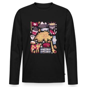 Schweiz - Männer Premium Bio Langarmshirt - Schwarz - Vorne - Nico (187cm)