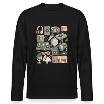 DJ Doodles Club Party Disco Nachtleben Clubbing - Männer Premium Bio Langarmshirt - Schwarz - Vorne - Nico (187cm)