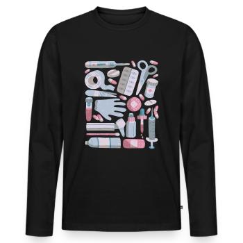 First Aid Doodles First Aid Kit Medicine - Men's Premium Organic Long Sleeve Shirt - black - Front - Nico (187cm)