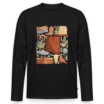 Arizona - Men's Premium Organic Long Sleeve Shirt - black - Front - Nico (187cm)