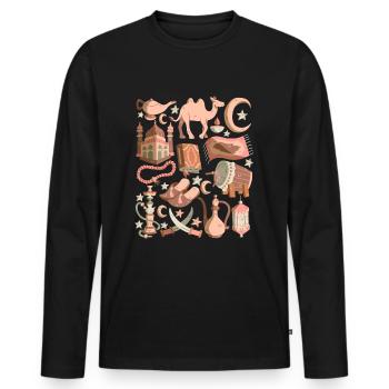 Arabie - T-shirt manches longues Premium bio Homme - noir - Devant - Nico (187cm)