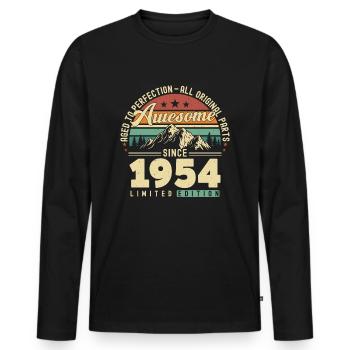 Great since 1954 - Men's Premium Organic Long Sleeve Shirt - black - Front - Nico (187cm)
