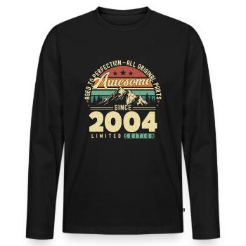 Great since 2004 - Men's Premium Organic Long Sleeve Shirt - black - Front - Nico (187cm)