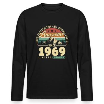 Großartig seit 1969 - Männer Premium Bio Langarmshirt - Schwarz - Vorne - Nico (187cm)