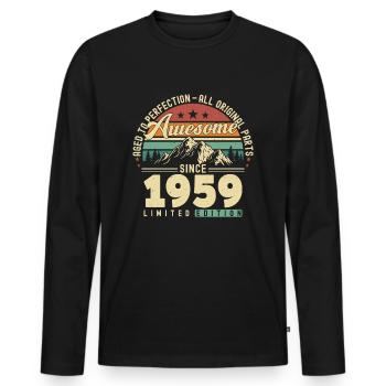 Great since 1959 - Men's Premium Organic Long Sleeve Shirt - black - Front - Nico (187cm)