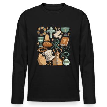 Christentum - Männer Premium Bio Langarmshirt - Schwarz - Vorne - Nico (187cm)