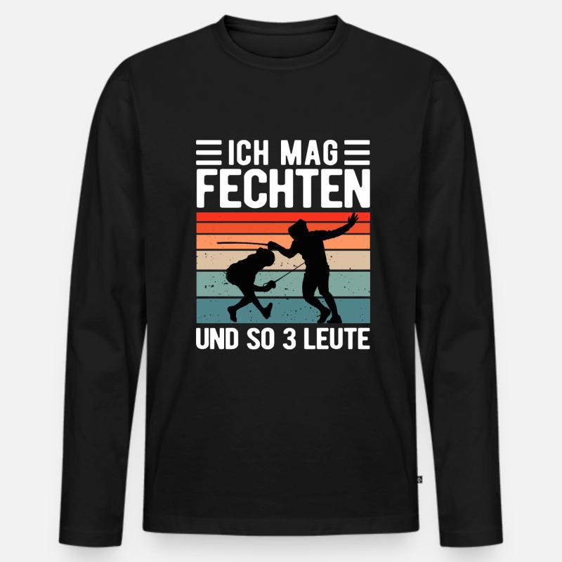 Fechten Lustiger Fechter Spruch - Männer Premium Bio Langarmshirt - Schwarz