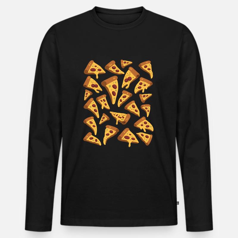 Pizza - Männer Premium Bio Langarmshirt - Schwarz