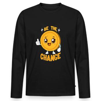 Soyez le changement - Jeu de mots sur le changement - T-shirt manches longues Premium bio Homme - noir - Devant - Nico (187cm)