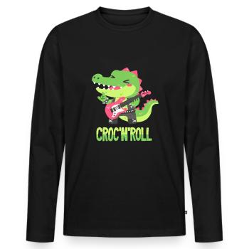 Rocker Crocodile - Pun - Men's Premium Organic Long Sleeve Shirt - black - Front - Nico (187cm)