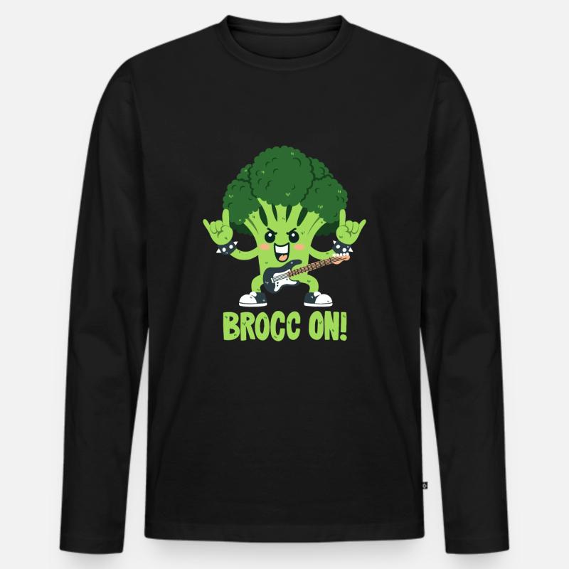 Brokkoli-Wortwitz - Rock On! - Männer Premium Bio Langarmshirt - Schwarz