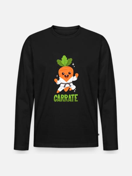 Karate Carrot - Pun - Men's Premium Organic Long Sleeve Shirt - black