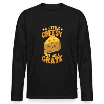 Cheese pun - Men's Premium Organic Long Sleeve Shirt - black - Front - Nico (187cm)