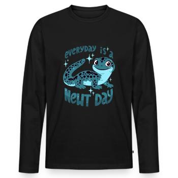 Newt Saying: "Everyday Is A Newt Day" - Men's Premium Organic Long Sleeve Shirt - black - Front - Nico (187cm)