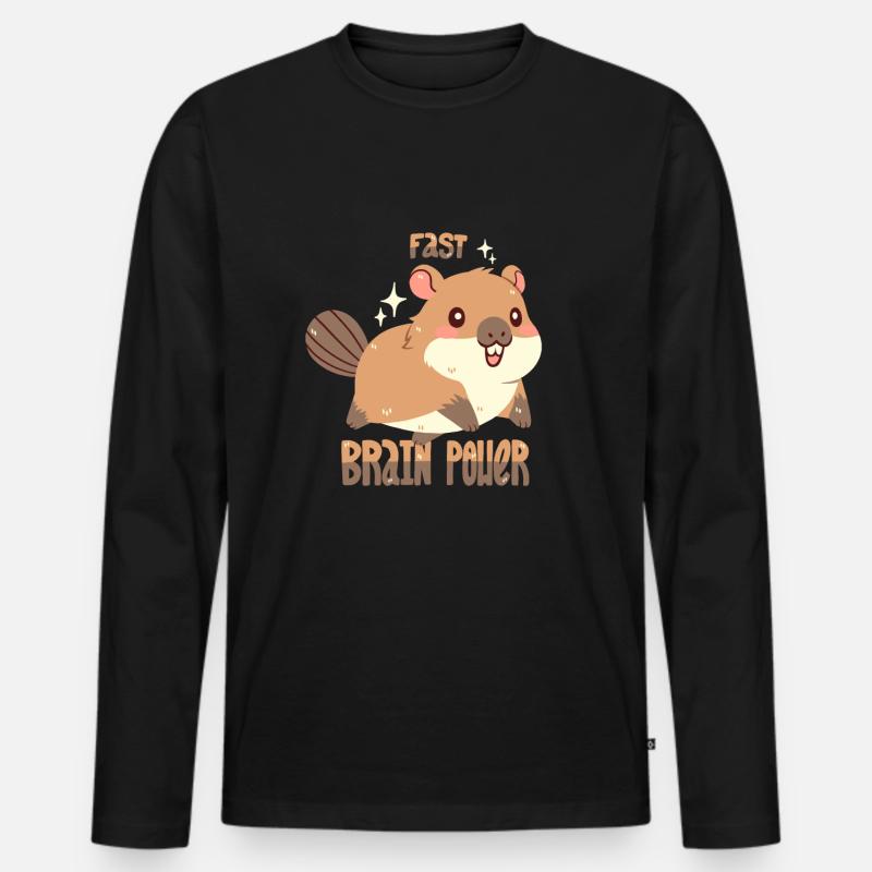 Fast Brain Power - Männer Premium Bio Langarmshirt - Schwarz
