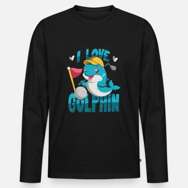 I Love Golphin - Männer Premium Bio Langarmshirt - Schwarz