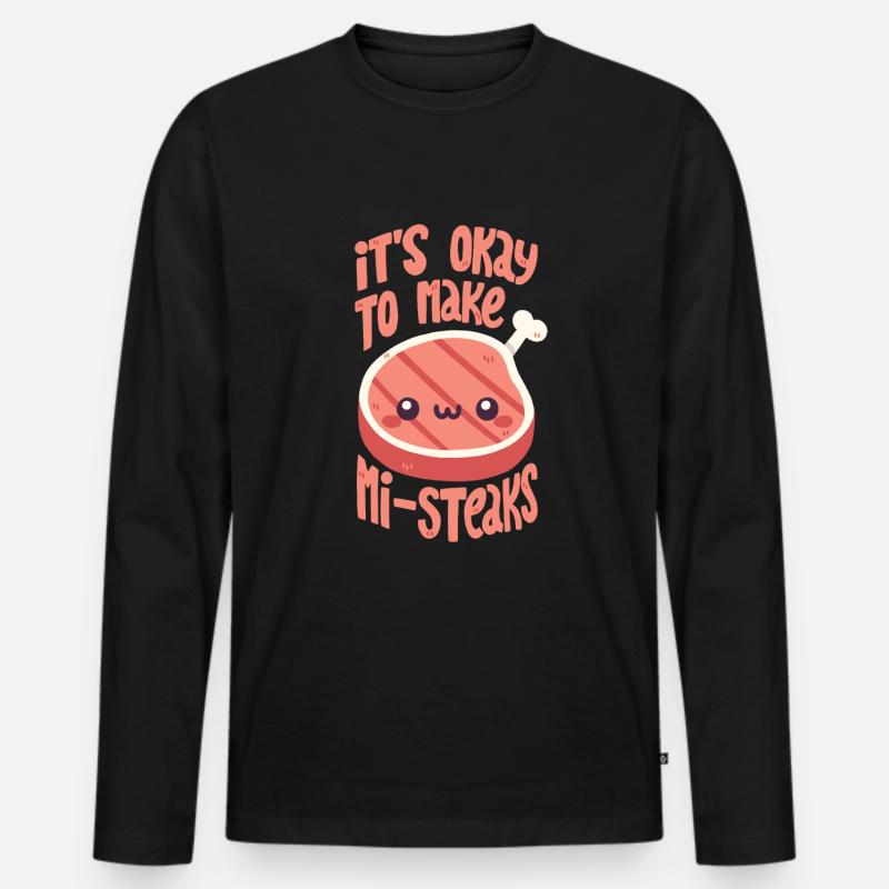 Steak Wortwitz - Männer Premium Bio Langarmshirt - Schwarz