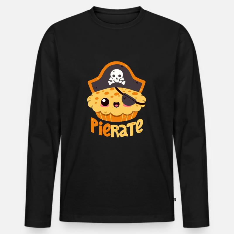 Kuchen-Pirat - Männer Premium Bio Langarmshirt - Schwarz
