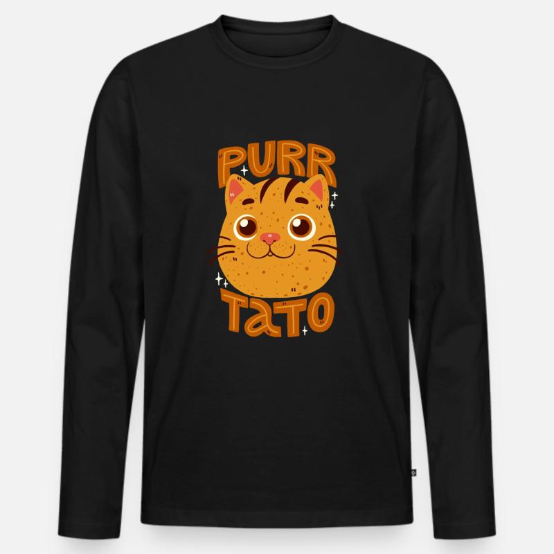 Schnurrende Kartoffel - Männer Premium Bio Langarmshirt - Schwarz