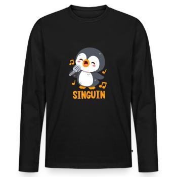 Singender Pinguin: Singuin - Männer Premium Bio Langarmshirt - Schwarz - Vorne - Nico (187cm)