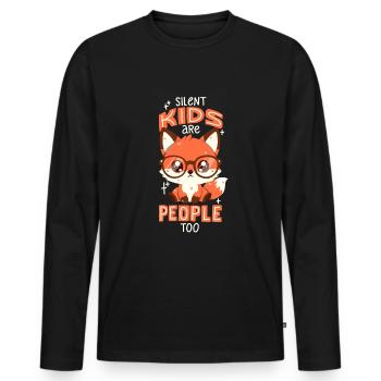 Renard timide - T-shirt manches longues Premium bio Homme - noir - Devant - Nico (187cm)