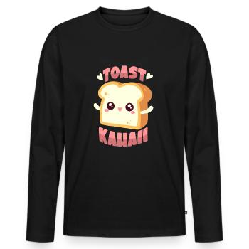 Toast Kawaii - T-shirt manches longues Premium bio Homme - noir - Devant - Nico (187cm)