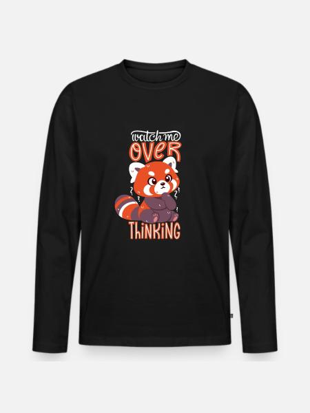 Overthinking Red Panda - Men's Premium Organic Long Sleeve Shirt - black