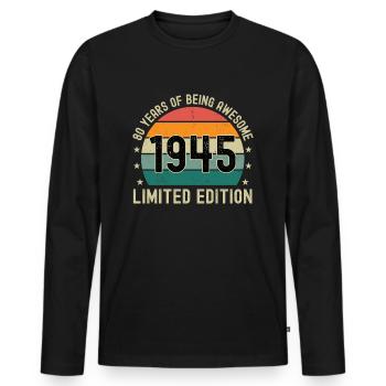80 Years Of Being Awesome 1945 Limited Edition - Männer Premium Bio Langarmshirt - Schwarz - Vorne - Nico (187cm)