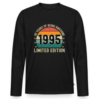 30 ans d’être génial 1995 Édition limitée - T-shirt manches longues Premium bio Homme - noir - Devant - Nico (187cm)