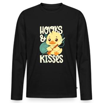 Hooks And Kisses - Men's Premium Organic Long Sleeve Shirt - black - Front - Nico (187cm)