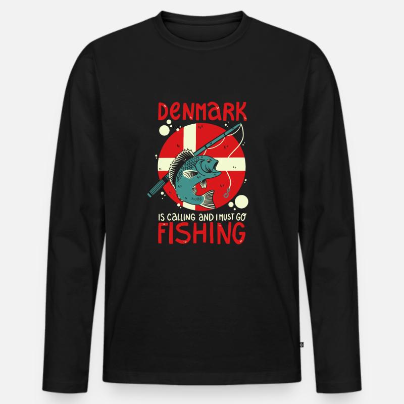 Angeln in Dänemark - Männer Premium Bio Langarmshirt - Schwarz