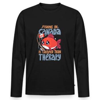Angeln in Kanada ist günstiger als eine Therapie - Männer Premium Bio Langarmshirt - Schwarz - Vorne - Nico (187cm)