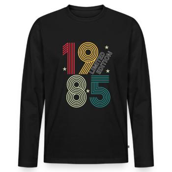 1985 limited edition - T-shirt manches longues Premium bio Homme - noir - Devant - Nico (187cm)