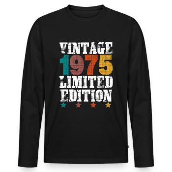 vintage 1975 limited edition - T-shirt manches longues Premium bio Homme - noir - Devant - Nico (187cm)