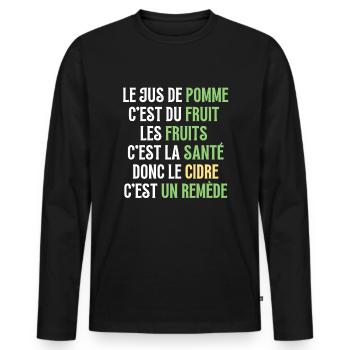 pomme fruits - T-shirt manches longues Premium bio Homme - noir - Devant - Nico (187cm)